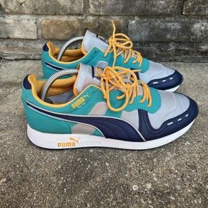 Puma RS-100 Silver/Navy/Teal Mens Sneaker Shoe size 935633104 VGC